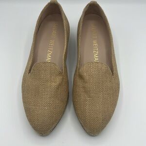 STUART WEITZMAN LESIA GOLD  MEA- METALLIC CANVAS ESPADRILLE SIZE 6 / 36.5